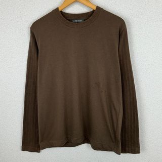 NANO UNIVERSE ナノユニバース 袖切替ロングTシャツ ケーブルニット風 長袖 アースカラー ブラウン Mサイズ メンズ 古着 モード(Tシャツ/カットソー(七分/長袖))