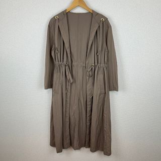 un dix cors アンディコール フーデッドコート ドローコード アースカラー ブラウン Fサイズ レディース 古着(ロングコート)