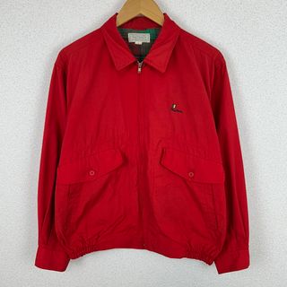 90s スイングトップジャケット 刺繍ロゴ レッド Lサイズ メンズ 古着 アメカジ ヴィンテージ(ブルゾン)