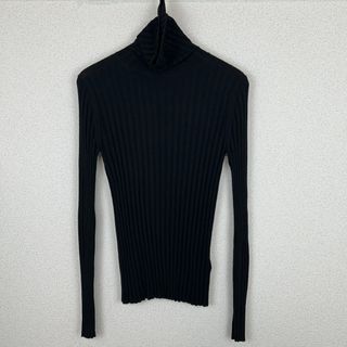 AP STUDIO エーピーストゥディオ リブニット タートルネック セーター ブラック レディース 古着 モード(ニット/セーター)