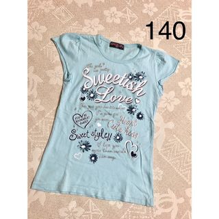 140  水色　半袖　tシャツ　女の子(Tシャツ/カットソー)