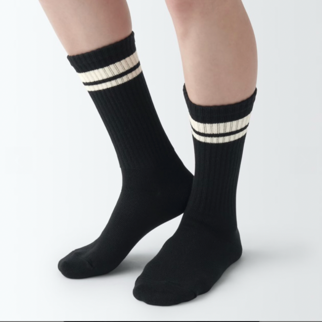 MUJI (無印良品)(ムジルシリョウヒン)の無印良品 『レディース靴下３足セット(生成ボーダー・23〜25cm)』 レディースのレッグウェア(ソックス)の商品写真