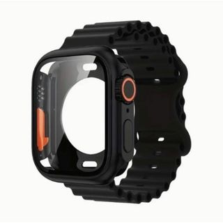 【ブラック】Apple Watch 10　46mm ケースとシリコンバンドセット(ラバーベルト)