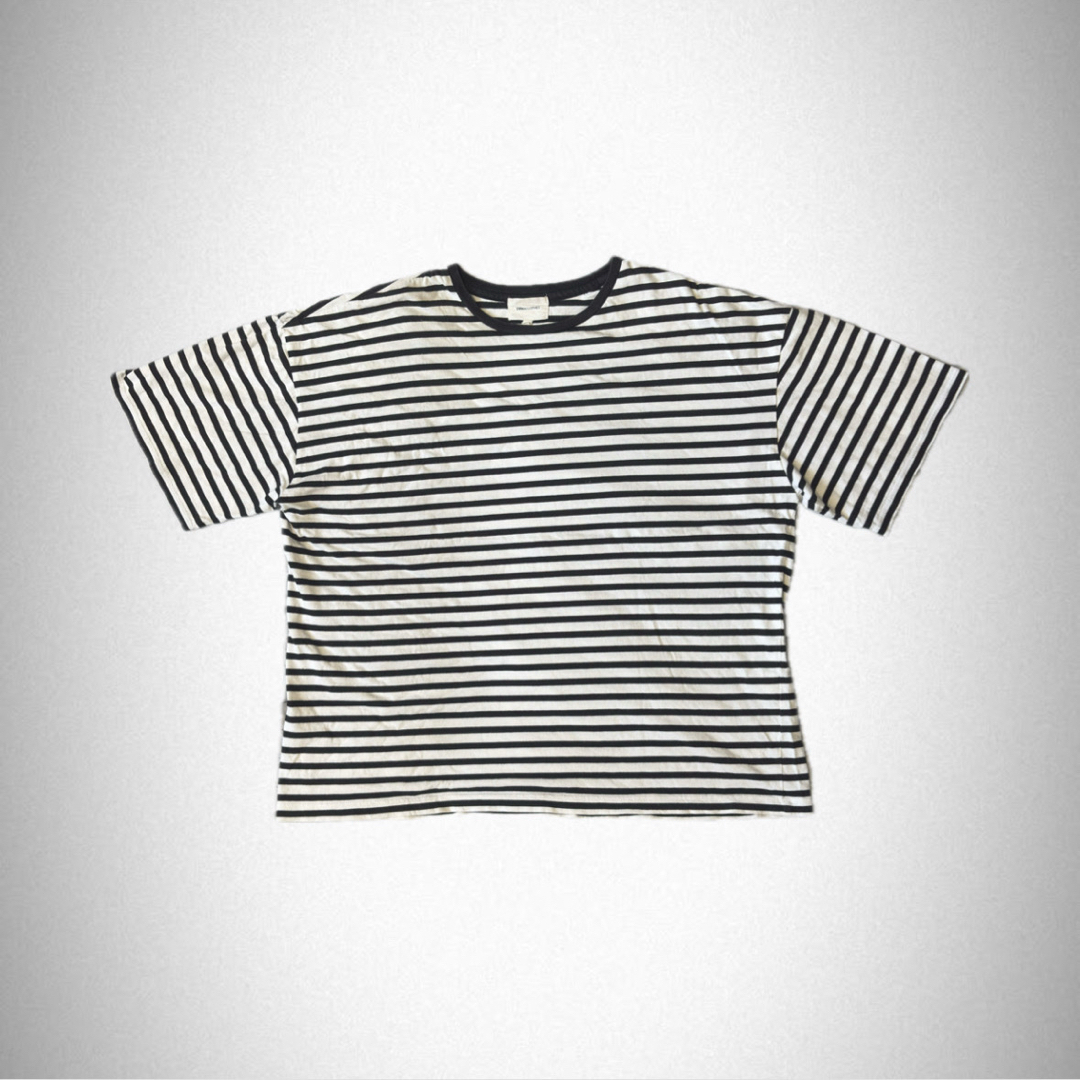 EMMA CLOTHES(エマクローズ)のEMMACLOTHES L ストライプ ボーダー Tシャツ カットソー 白 黒 メンズのトップス(Tシャツ/カットソー(半袖/袖なし))の商品写真
