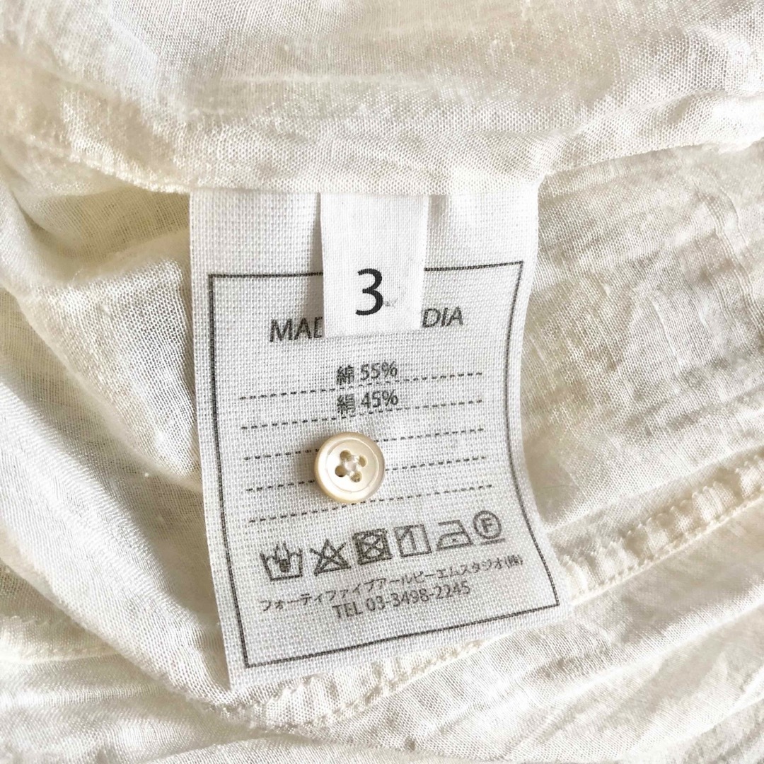 LOEFF｜コットン フラワー 刺繍 ノーカラー シャツ 8811-299
