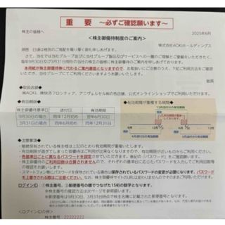 AOKI 株主優待券 1枚(ショッピング)