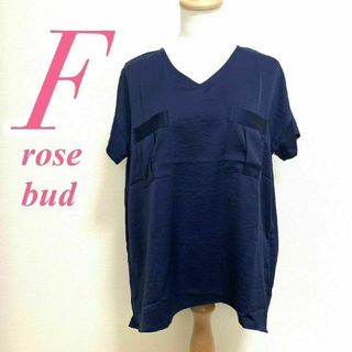 ローズバッドカップルズ(ROSE BUD)のROSE BUD ローズバッド ネイビー ブラウス Fサイズ きれいめ ポリ(シャツ/ブラウス(半袖/袖なし))