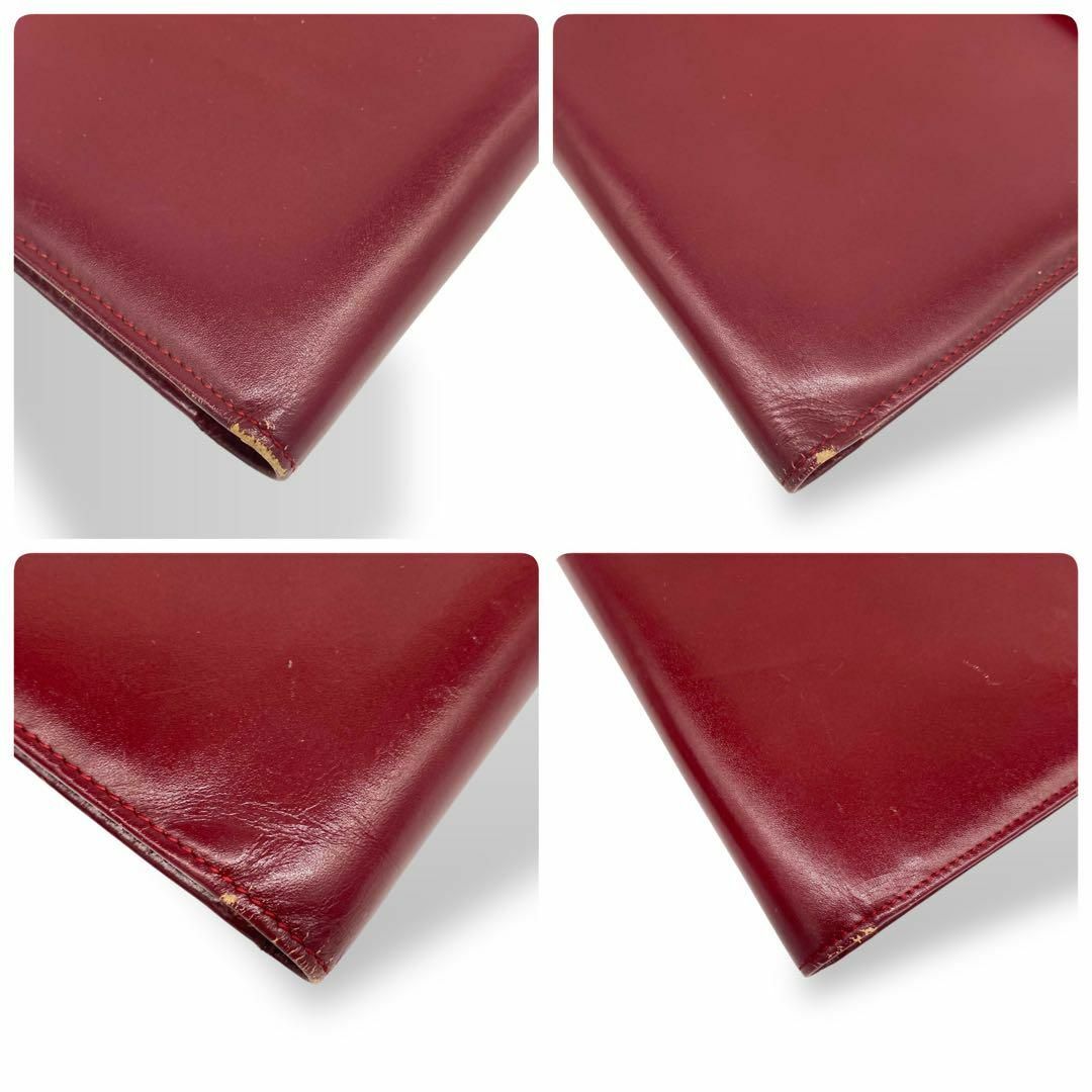 【美品】カルティエ マストライン クラッチバッグ ボルドー ロゴ金具 レザー Cartier - カルティエ クラッチバッグ マストライン 金具 ロゴ