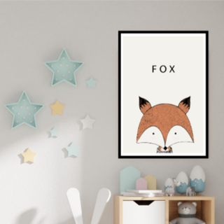 02.FOX　かわいい動物　北欧　インテリア　教育用　アートポスター(その他)