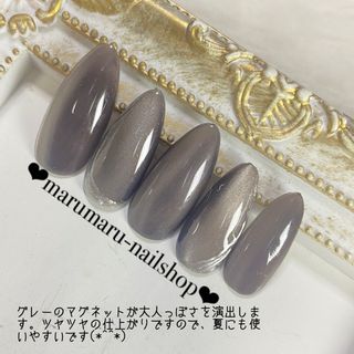 ネイルチップ オーダー グレーマグネット シンプルデザイン(つけ爪/ネイルチップ)
