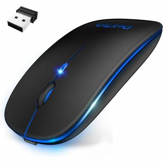 マウス 無線 静音 薄型 高精度 高感度 ワイヤレスマウス 左右対称 ブラック(PC周辺機器)