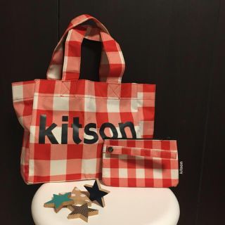 キットソン(KITSON)のkitson ギンガムチェックポーチ&トートバッグSET♡ (トートバッグ)