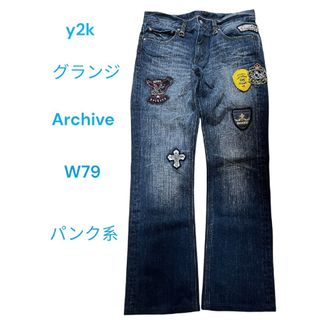 Y2K デニム　ジーンズ　W79 パンク　フレア　グランジ　Archive 00(デニム/ジーンズ)