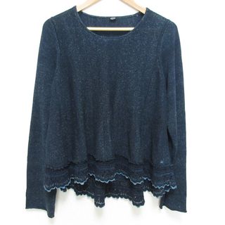 フォーティーファイブアールピーエム(45rpm)の美品 45R フォーティファイブアール インディゴコットンニットかぎ針Tシャツ サイズ0 インディゴブルー レディース 古着 中古 USED(ニット/セーター)