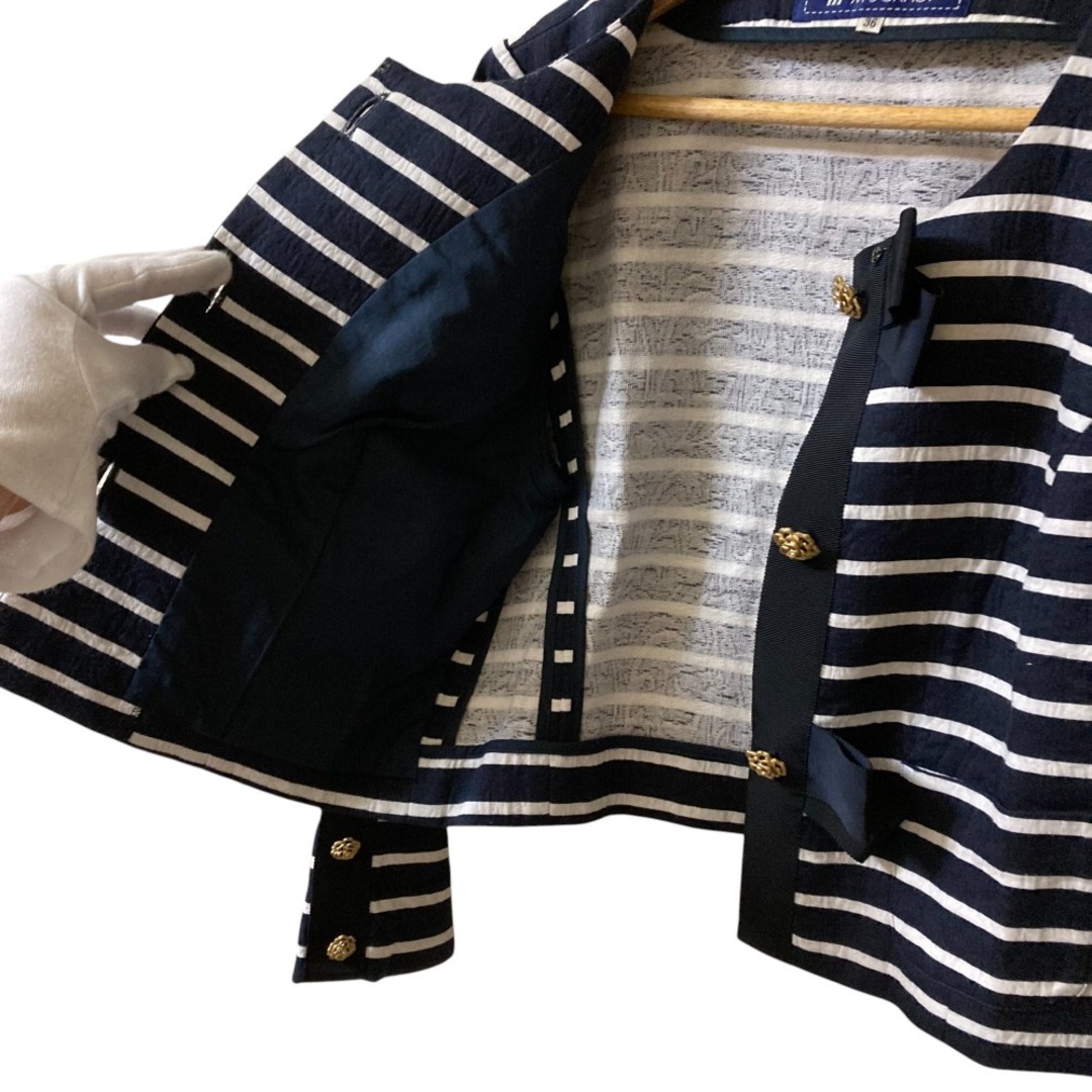 美品☆エムズグレイシー ノーカラー ジャケット フリル ライン