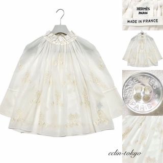 エルメス(HERMES)のHERMES 《鍵モチーフ》ドレープ フレアー ブラウス E4008(その他)