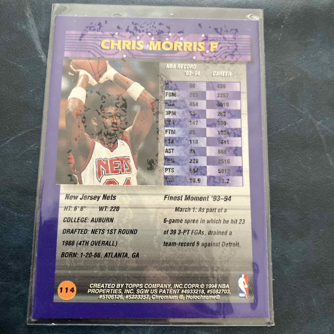 Topps(トップス)のクリスモリス　NBAカード 94-95  topps FINEST   #114 エンタメ/ホビーのトレーディングカード(シングルカード)の商品写真