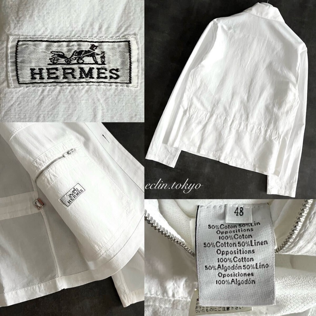 HERMES - エルメス《リネン & コットン》ホワイト シャツ