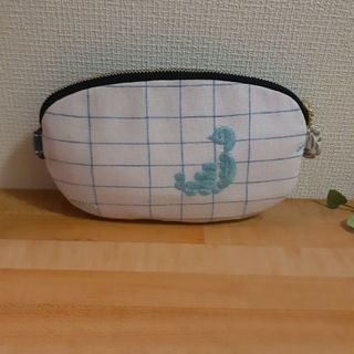 ミナペルホネンポーチフラットハンドメイドパッチ&lake bird
