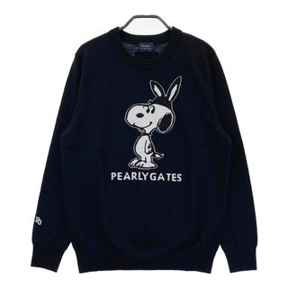サイズ：4 PEARLY GATES パーリーゲイツ ×PEANUTS ウール ニットセーター  ネイビー系 [240101476999] ゴルフウェア メンズ ストスト(ウエア)