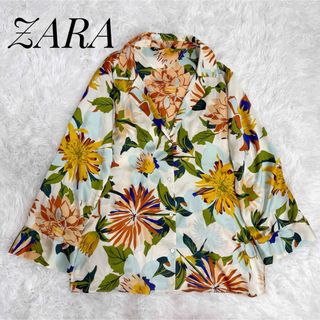 ザラ(ZARA)の【美品】ZARA ボタニカル フラワー シャツ M(シャツ/ブラウス(長袖/七分))