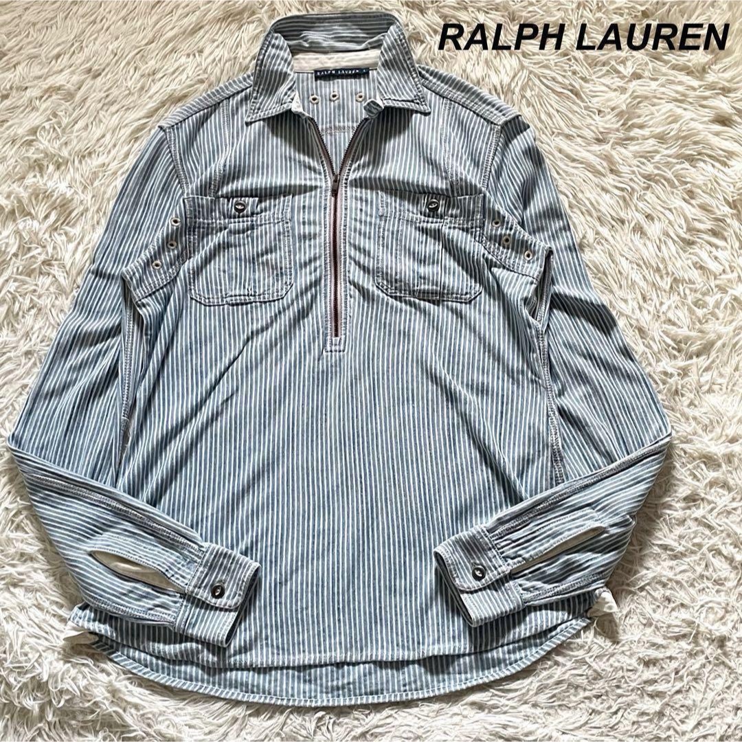 Ralph Lauren(ラルフローレン)のRALPH LAUREN シャツ ストライプ ハーフジッププルオーバー レディースのトップス(シャツ/ブラウス(長袖/七分))の商品写真