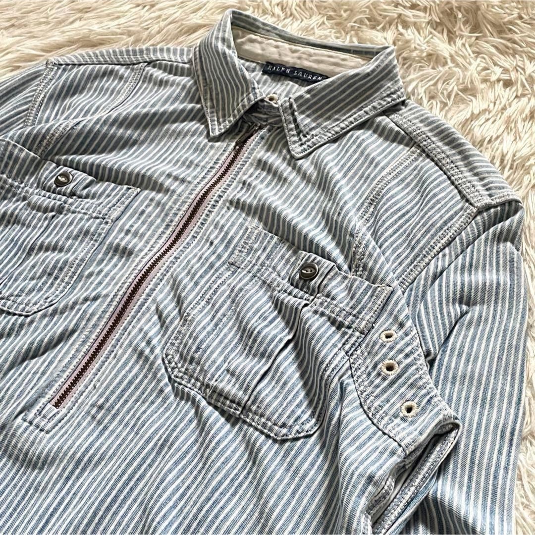 Ralph Lauren(ラルフローレン)のRALPH LAUREN シャツ ストライプ ハーフジッププルオーバー レディースのトップス(シャツ/ブラウス(長袖/七分))の商品写真