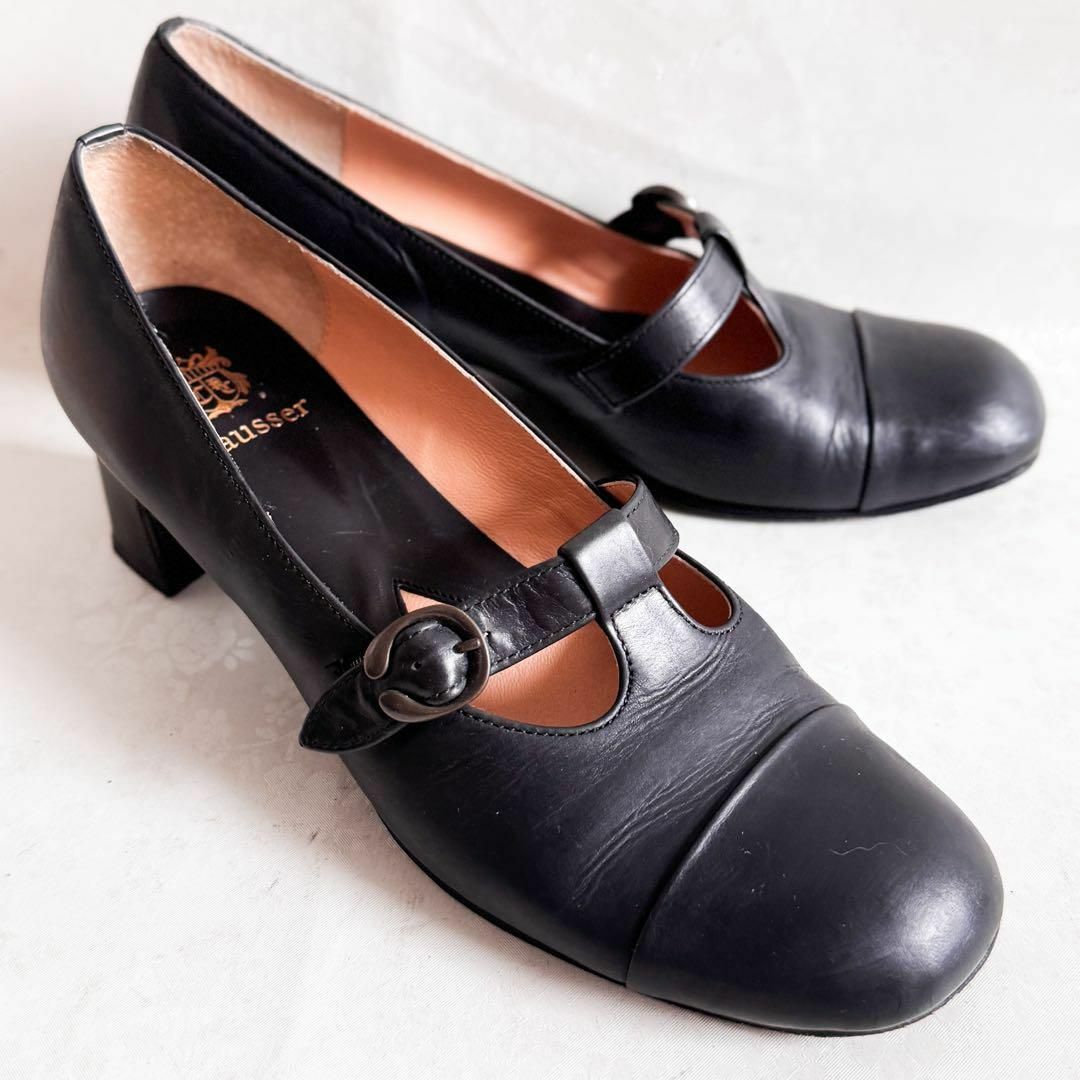 パリコレクション chausser - chausser ショセ レザー パンプス Tストラップ 靴