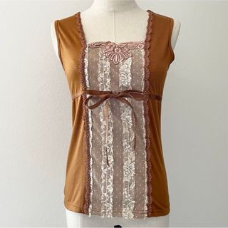 axes femme - アクシーズ  レース×リボン　タンクトップ