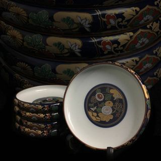 有田焼 -  有田焼 仁祥窯 錦友禅 フリー鉢揃 直径15㎝ 中鉢 中皿 色絵 金彩 古伊万