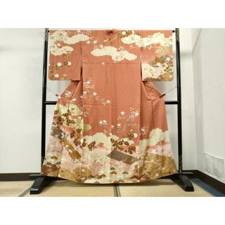平和屋着物■訪問着　雲取り筏枝花文　金彩　正絹　逸品　CAAS6661yc(着物)