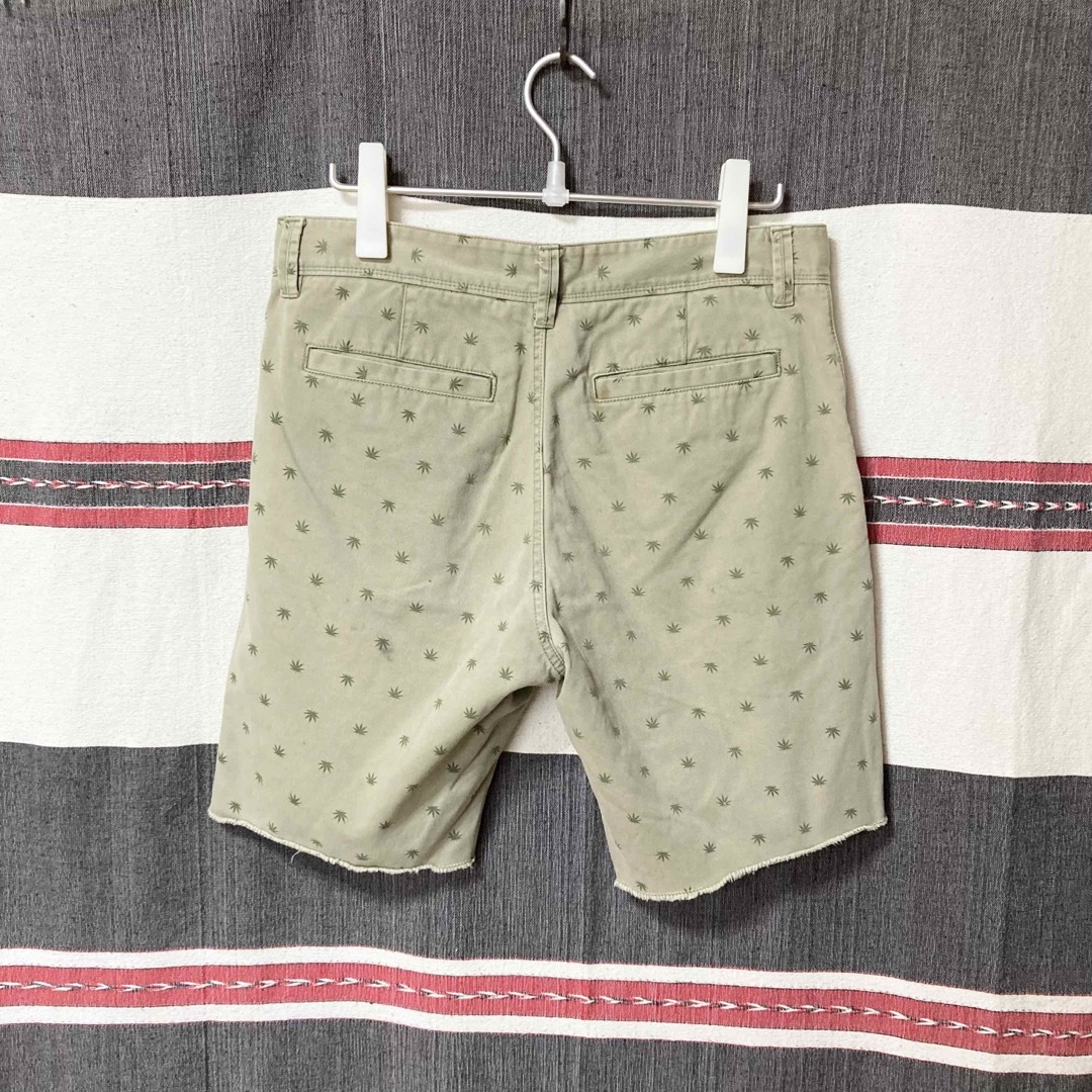 STUSSY(ステューシー)のマリファナ総柄ハーフパンツ アメリカ古着 ガンジャ コットンショーツレアデザイン メンズのパンツ(ショートパンツ)の商品写真
