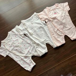 プティマイン(petit main)の3枚セット☆新品未使用☆プティマイン　ロンパース　インナー　肌着　50〜70cm(ロンパース)