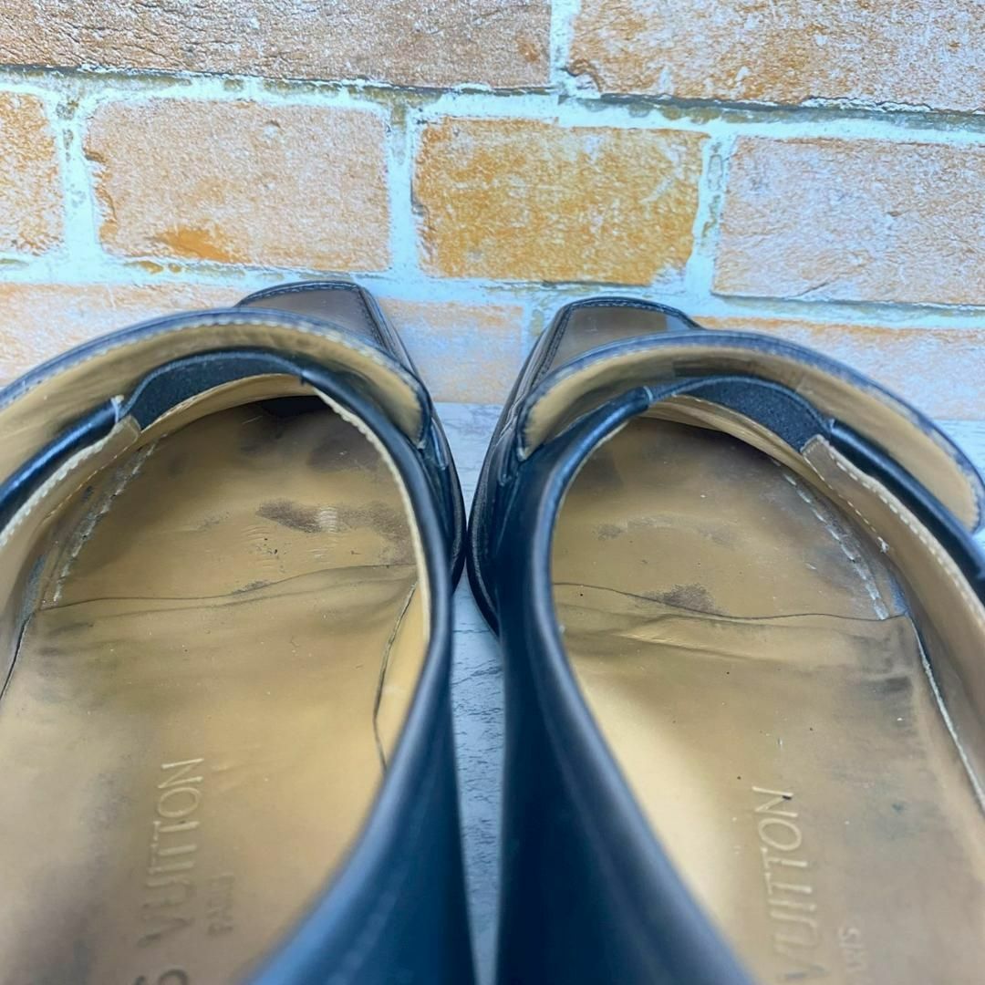 メンズブランド革靴】 ルイヴィトン 黒 ローファー 7 1/2 人気レザー