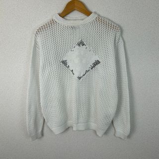 VERSACE ヴェルサーチェ メッシュニット セーター ホワイト メンズ 古着 ストリート(ニット/セーター)