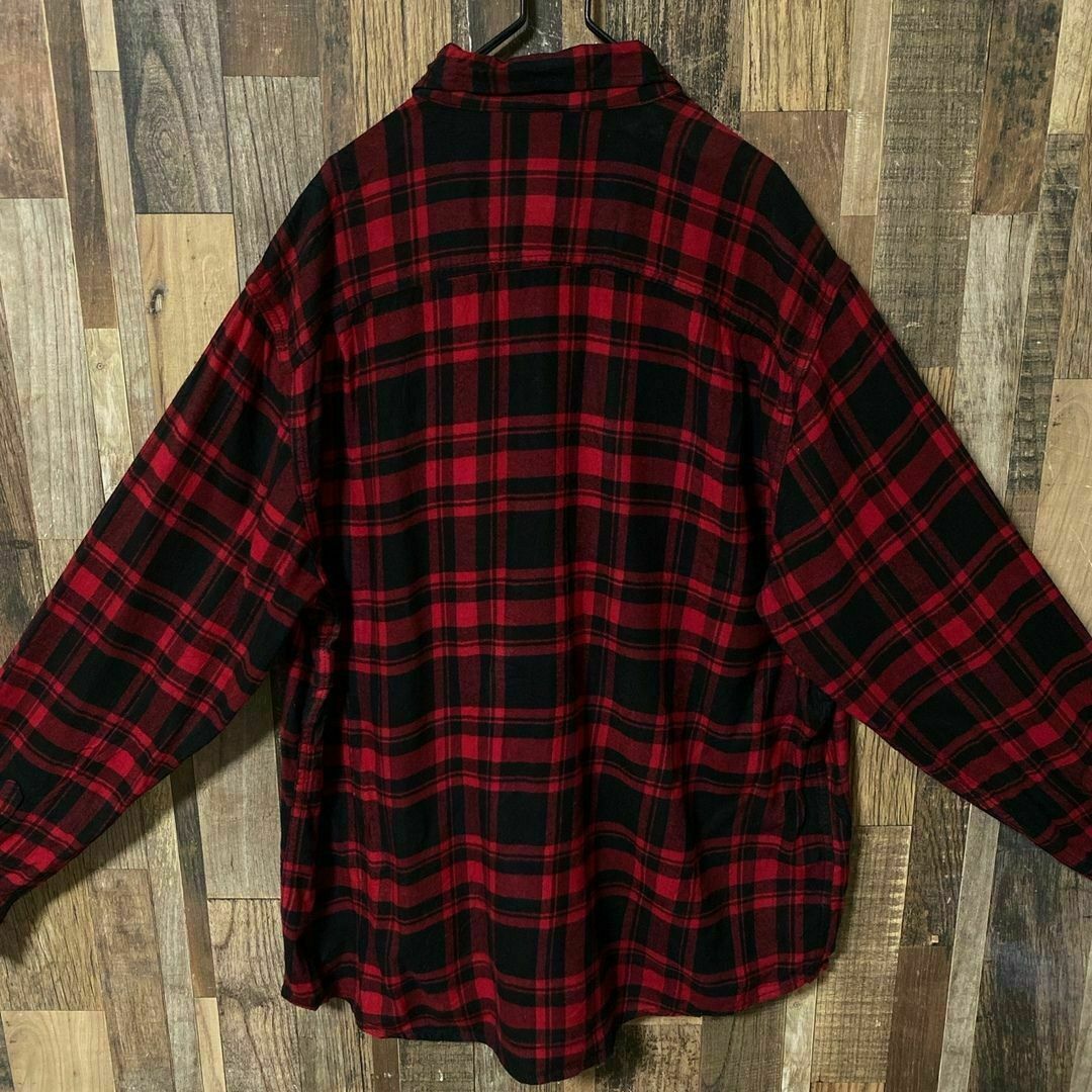 XL メンズ マドラスチェック レッド 古着 ボタンダウンシャツ 長袖 シャツ メンズのトップス(シャツ)の商品写真