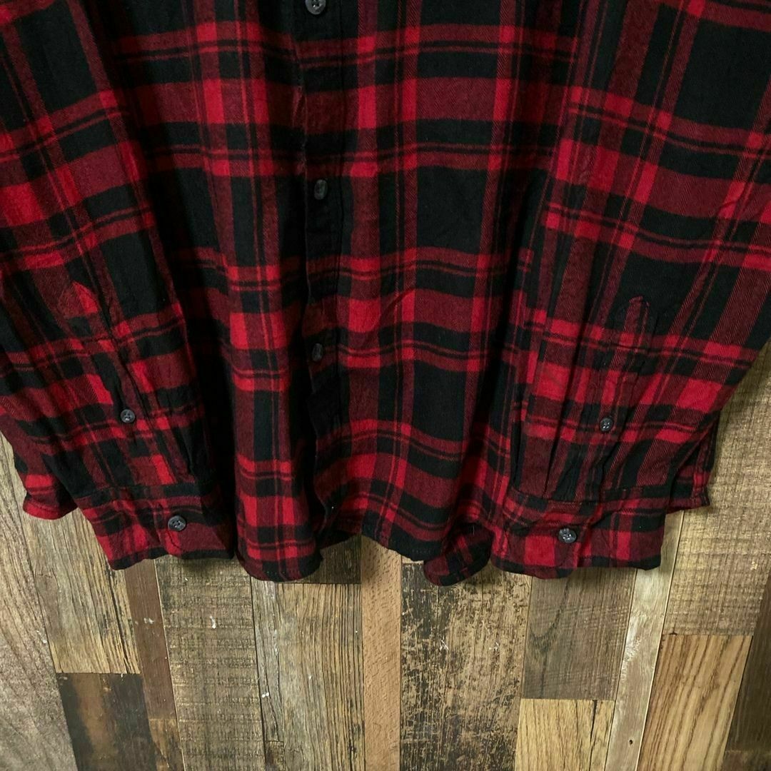 XL メンズ マドラスチェック レッド 古着 ボタンダウンシャツ 長袖 シャツ メンズのトップス(シャツ)の商品写真