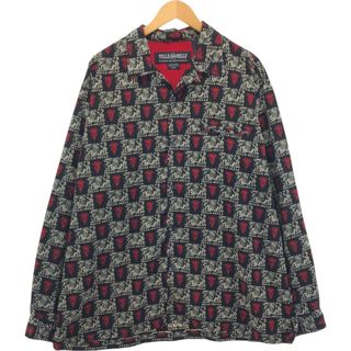 古着 90年代 ペレペレ PELLE PELLE 総柄 オープンカラー 長袖 ポリシャツ ボックスシャツ メンズXL相当 ヴィンテージ /eaa562993(シャツ)