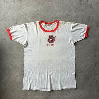 ヘインズ(Hanes)の60s Hanes リンガーtシャツ USA製 ホワイト×レッド XL 染み込み(Tシャツ/カットソー(半袖/袖なし))