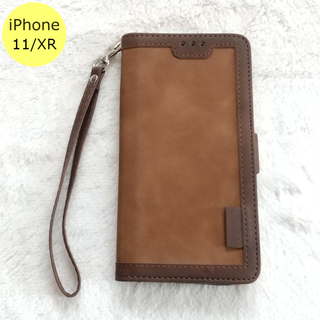 レトロ 手帳型 iPhone11/XRケース ブラウン(iPhoneケース)