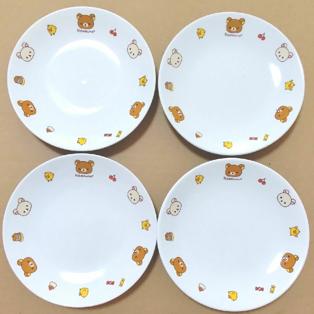 リラックマ(リラックマ)のリラックマ　Joshin　小皿4枚　&　ステンレスカップ　ペア2個セット　美品 インテリア/住まい/日用品のキッチン/食器(食器)の商品写真
