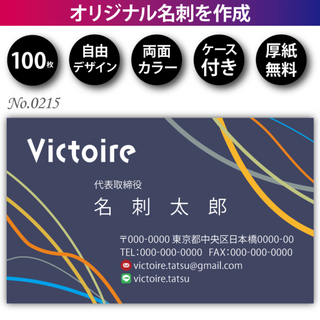名刺作成 名刺印刷 100枚 両面 フルカラー 紙ケース付 No.0215