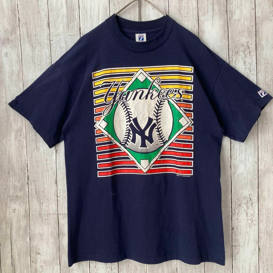 MADE IN USA(メイドインユーエスエー)のメイドインUSA80sヴィンテージ古着ニューヨークヤンキースプリントTシャツ　L メンズのトップス(Tシャツ/カットソー(半袖/袖なし))の商品写真