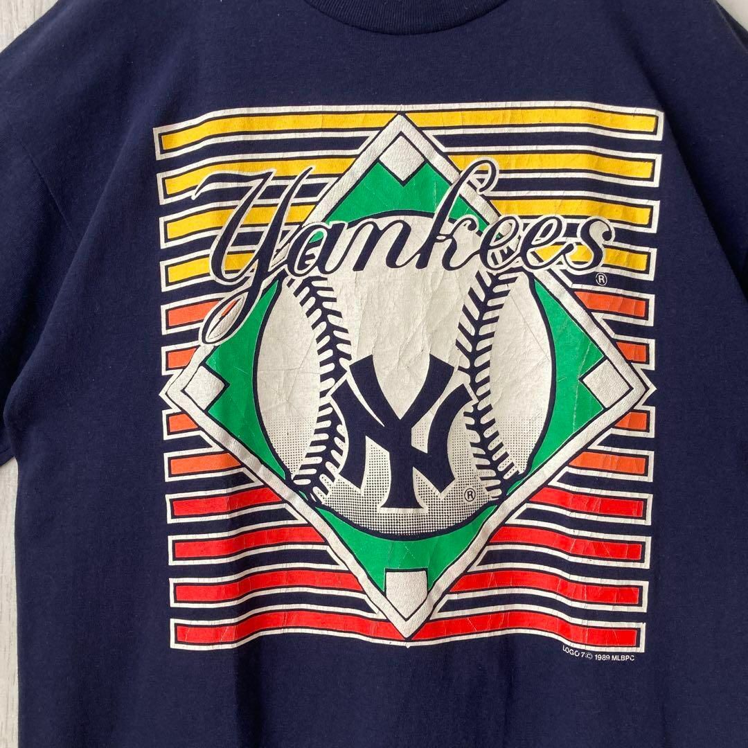 MADE IN USA(メイドインユーエスエー)のメイドインUSA80sヴィンテージ古着ニューヨークヤンキースプリントTシャツ　L メンズのトップス(Tシャツ/カットソー(半袖/袖なし))の商品写真