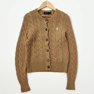 POLO RALPH LAUREN - ラルフローレン　ケーブルニットカーディガン　キャメル　ポニー刺繍　S カシミヤ