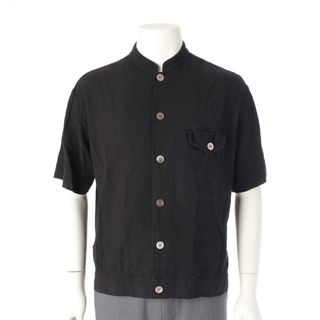イッセイミヤケメン(ISSEY MIYAKE MEN)のイッセイミヤケ メン 90s コットン シワ加工 製品染め スタンドカラー  半袖シャツ トップス ブラック M【中古】(カットソー(半袖/袖なし))