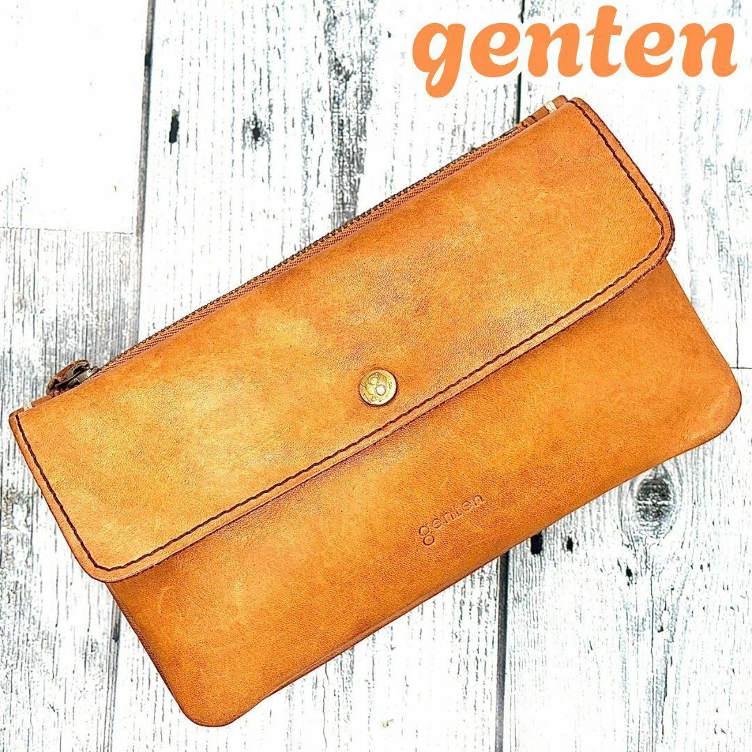 genten(ゲンテン)のgenten ゲンテン 長財布 ダブルフラップ 本革  レザー ブラウン レディースのファッション小物(財布)の商品写真