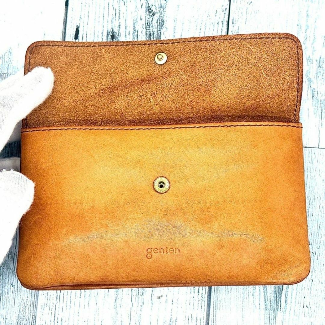 genten(ゲンテン)のgenten ゲンテン 長財布 ダブルフラップ 本革  レザー ブラウン レディースのファッション小物(財布)の商品写真