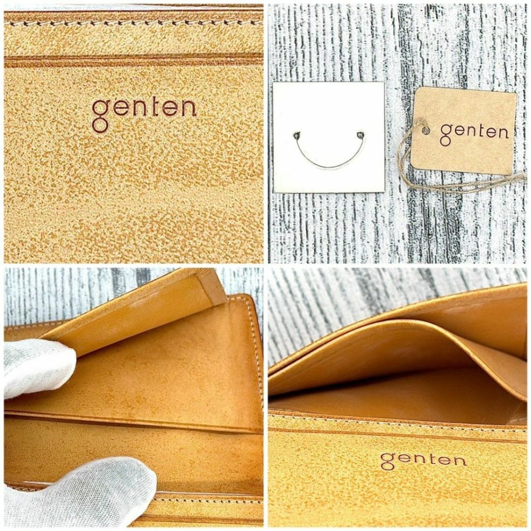 genten(ゲンテン)のgenten 二つ折りカードケース カットワーク 本革 ヌメ革　茶 レディースのファッション小物(名刺入れ/定期入れ)の商品写真