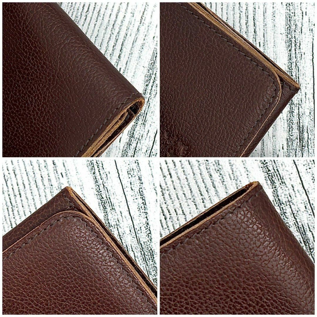 IL BISONTE(イルビゾンテ)のIL BISONTE 二つ折りカードケース 本革 レザー ロゴ型押し こげ茶 メンズのファッション小物(名刺入れ/定期入れ)の商品写真